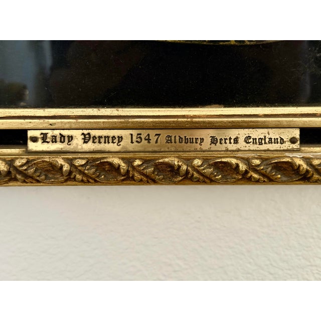 Vintage English Tudor Lady Verney Brass Rubbing, 1547, Ornate Gilt Frame For Sale - Image 4 of 8