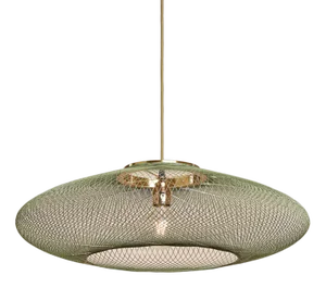 Large Ufo Moss Green Fiber Pattern Lamp by Atelier Robotiq
