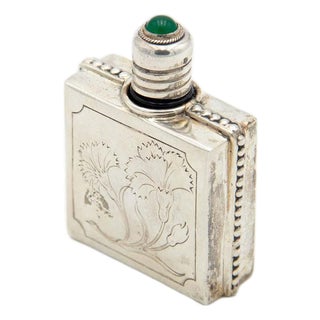 Silver Perfume Bottle with Floral Motifs For Sale