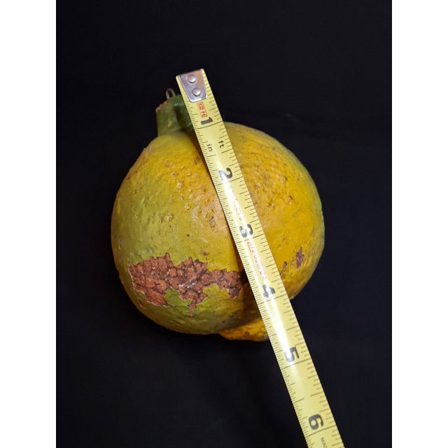 Late 19th C. Redware Earthenware Lemon Fruit Coin Bank Antique Folk Art Pottery For Sale - Image 9 of 10