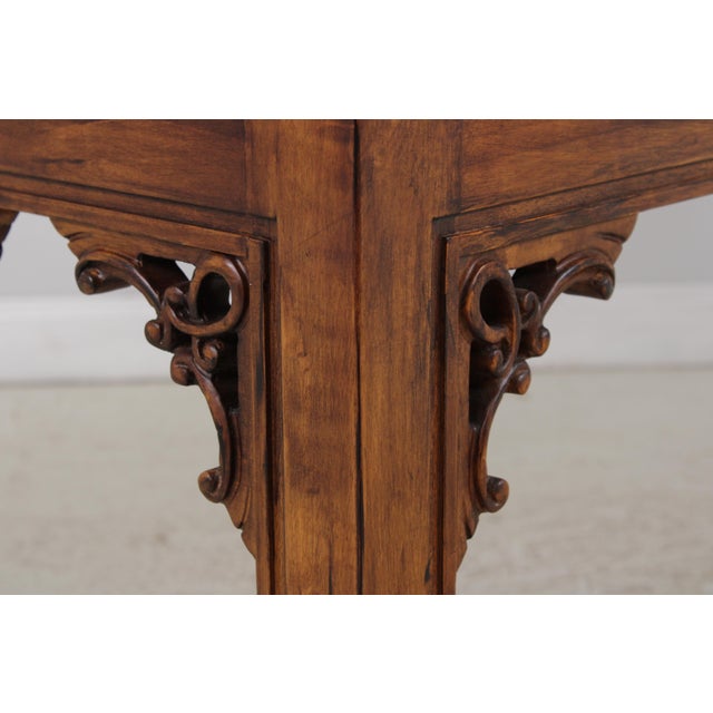 Brown Walnut Finish Long Alter Sofa Table Console For Sale - Image 8 of 13