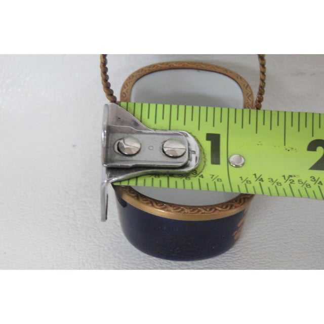 Limoges Dubarry Trinket France Mini Blue Floral Basket With Gold Handle 4719b For Sale - Image 11 of 13