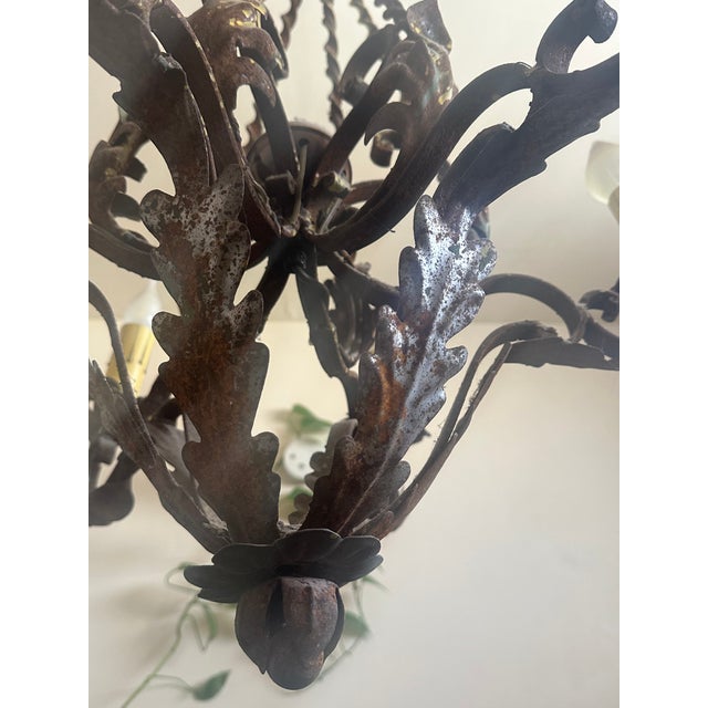 Early 20th Century Elegant Hand-Forged Mizner Iron Chandelier For Sale In Santa Fe - Image 6 of 9