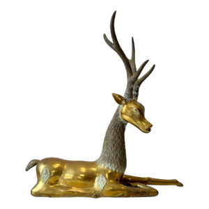 Vintage Extra Large Brass Deer Statue