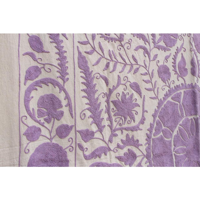 Lavender Pomegranate Hand-Embroidered Suzani Throw For Sale - Image 4 of 9
