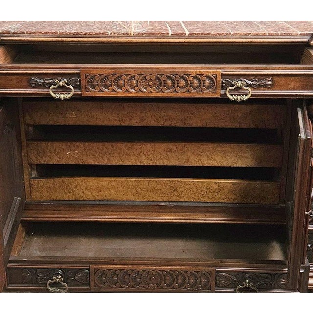 19th Century Carved Wooden Trouser Cabinet with Twisted Columns and Marble Top For Sale - Image 3 of 6
