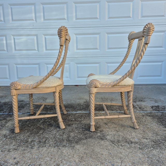 1980s 1980s Napoleon III Carved Wood Rope & Tassel Gondola Side Chairs - A Pair For Sale - Image 5 of 10