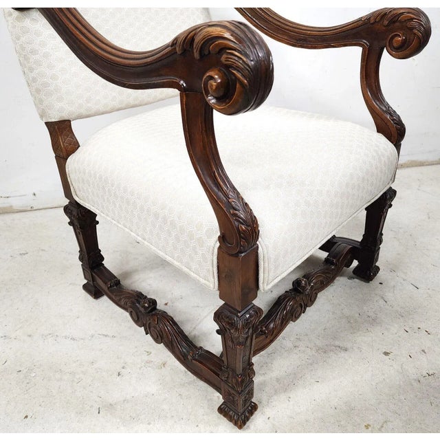 Antique Louis XIV French Armchair Hand Carved For Sale - Image 4 of 13