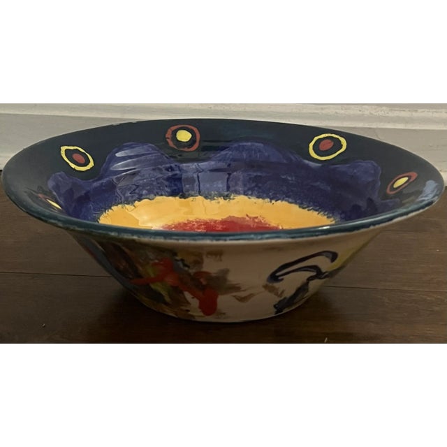 Late 20th Century Large Multi-Colored Decorative Bowl Signed by Abstract Artist Diana Ged For Sale - Image 4 of 13