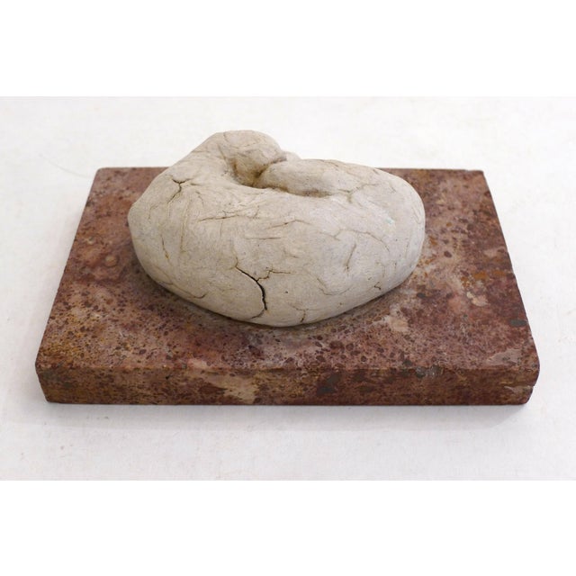 Stone Small Art Deco Sculpture of a Sleeping Dog on a Marble Base, 1920s-1940s For Sale - Image 7 of 11