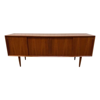 Vintage H. P. Hansen Danish Modern Sliding Door Teak Sideboard - Refinished! For Sale