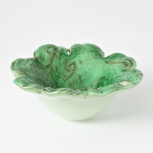 Murano Green Aventurine Glass Bowl from Fratelli Toso, 1960s For Sale - Image 7 of 13