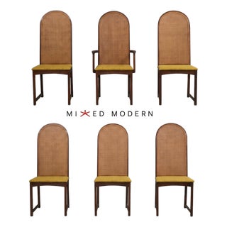 1950s Walnut and Cane Dining Chairs by Milo Baughman - Set of 6 For Sale