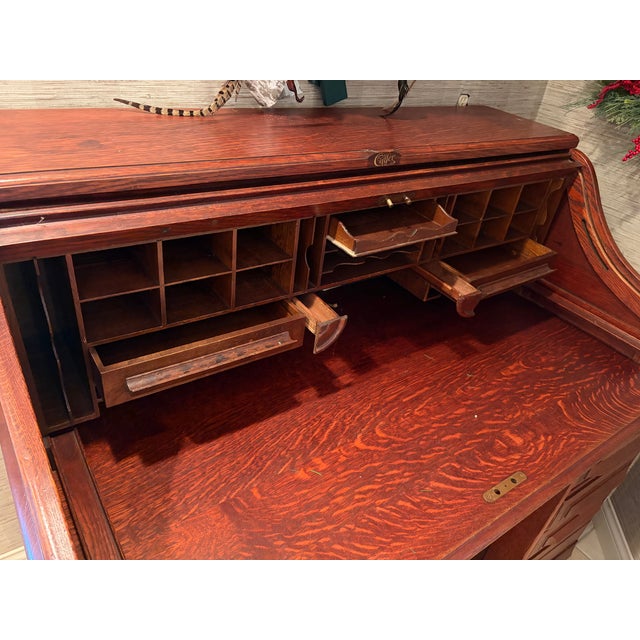 Cutler & Son Antique Roll Top Desk, Late Victorian For Sale - Image 10 of 16