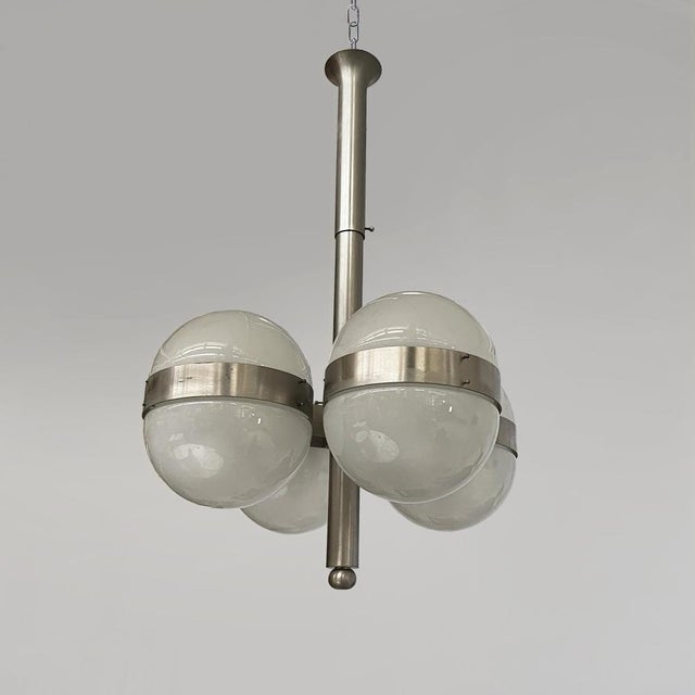 1960s Mid-Century Modern Italian Tetraclio Chandelier by Mazza for Artemide, 1960s For Sale - Image 5 of 18