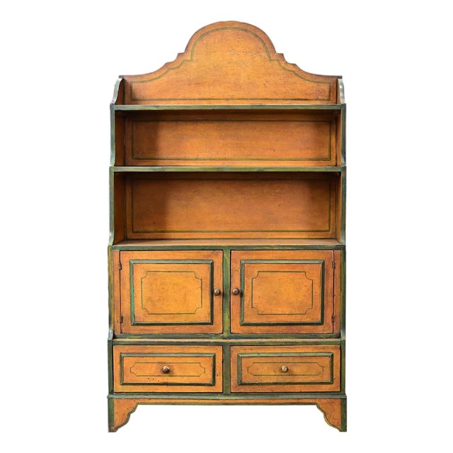 English Early 20th Century Painted Pine Waterfall Bookcase For Sale