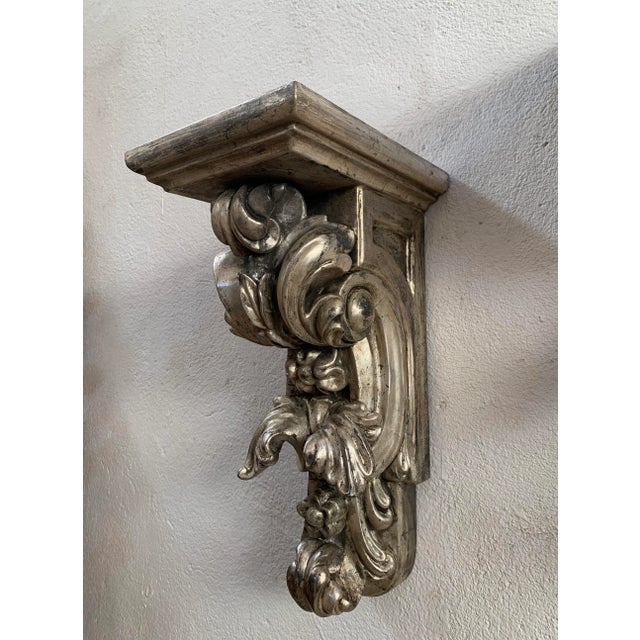 Late 19th Century Neo-Baroque Handcarved Silverwood Wall Brackets, a Pair For Sale - Image 13 of 13