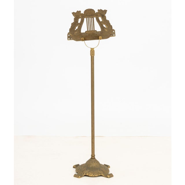 Metal Art Nouveau Style Adjustable Brass Music Stand For Sale - Image 7 of 7