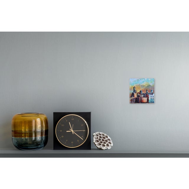 Orange Base Defensive Formation by Josh George | Mixed Media Water Tower Cityscape For Sale - Image 8 of 8