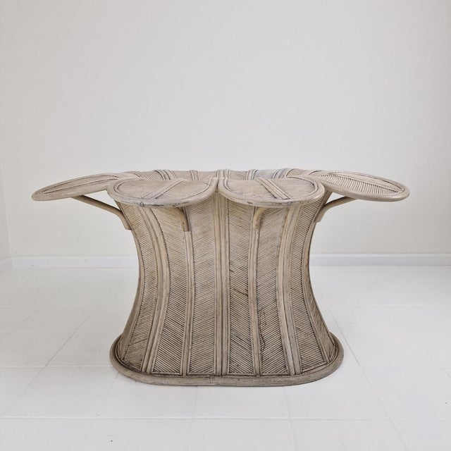 1980s Vintage Oval Dining Table in Bamboo and Rattan, 1980s For Sale - Image 5 of 17