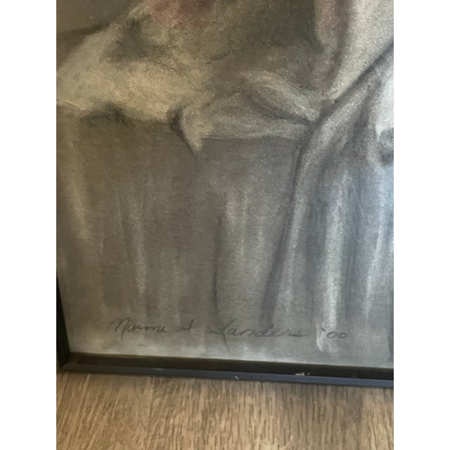 Wood Naomi Sanders Original Framed Charcoal Still Life Drawing of Urn and Drapery, 2000 For Sale - Image 7 of 9