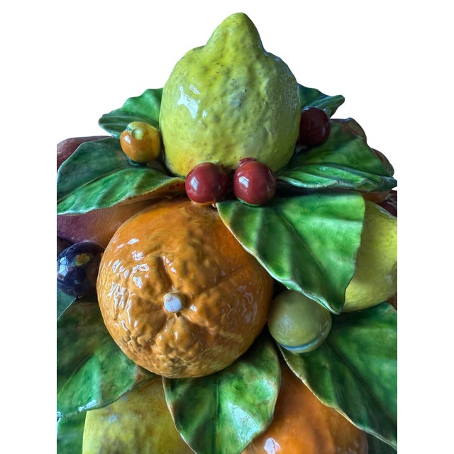 Late 20th Century Vintage 20th Century Italian Majolica Ceramic Fruit Basket Centerpiece by Cottura For Sale - Image 5 of 14