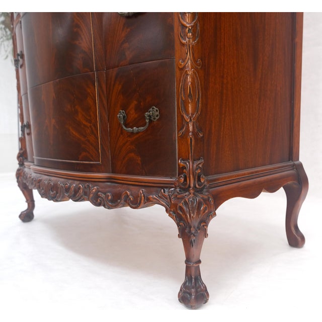 Tall Carved Mahogany Chinese Chippendale Style Bow Front High Chest Dresser For Sale - Image 12 of 18