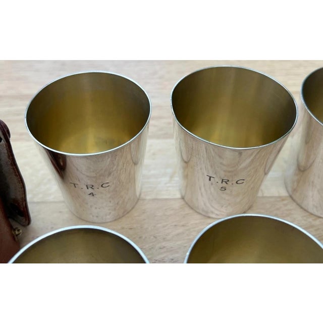 Silver Asprey of London Set X 6 Silver Plated Stacking Travel Shot Cups For Sale - Image 8 of 18