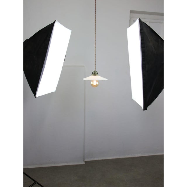 Mid-Century Italian Ceramic and Brass Pendant Lamp For Sale - Image 5 of 14