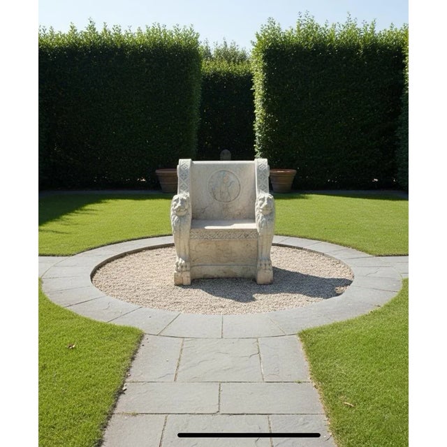 1930s Roman-Style Carved Stone Lion Chair For Sale In West Palm - Image 6 of 6