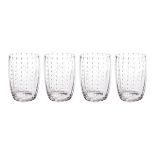 Pescara 4-Piece Set White Dot Tumbler Glasses, Clear For Sale