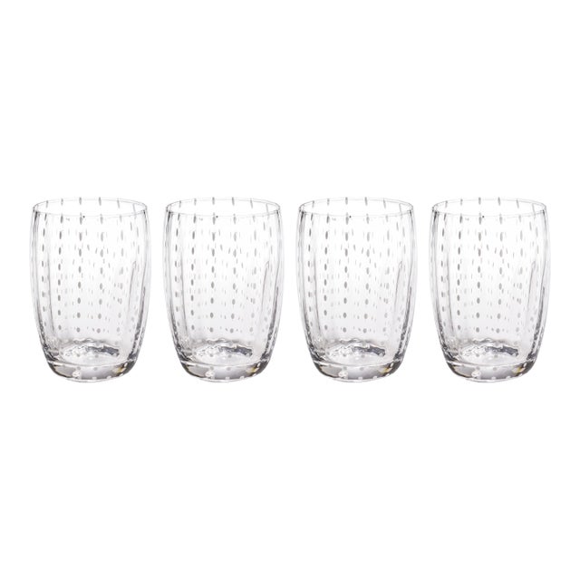 Pescara 4-Piece Set White Dot Tumbler Glasses, Clear For Sale