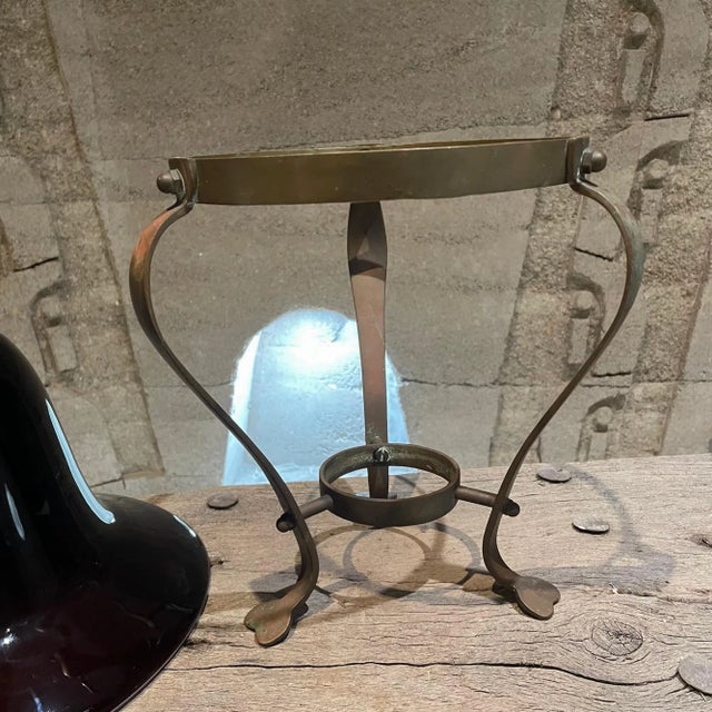 1940s Art Deco Elevated Centerpiece Glass Vase Framed in Solid Bronze For Sale - Image 9 of 12