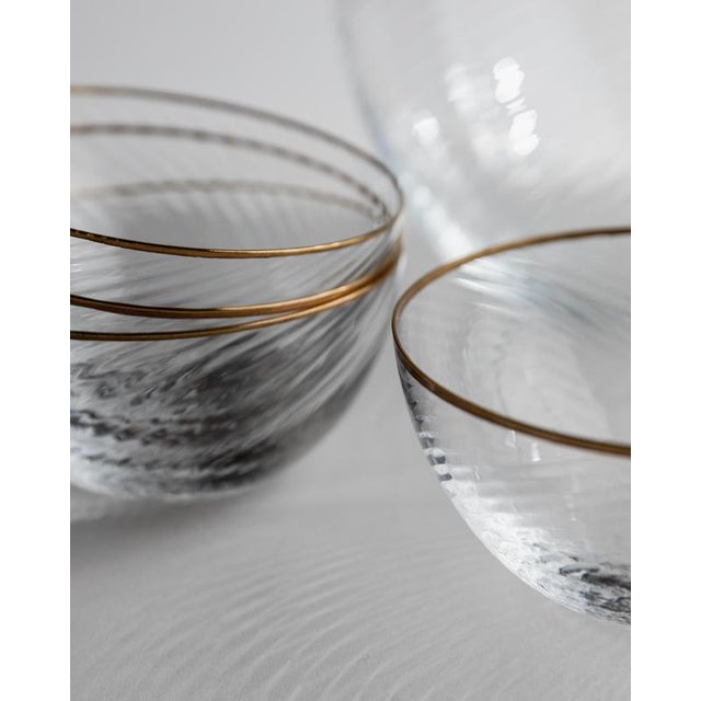Vintage Glass Bowls with Gilt Rims, 1970s, Set of 5 For Sale - Image 8 of 11