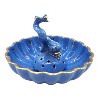 Sapphire Bowl with Fish by Arthur Percy, Set of 2 For Sale