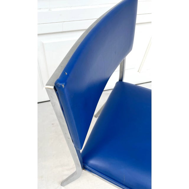 Vintage Bright Blue and Steel Modern Chair For Sale - Image 9 of 12