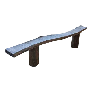 Live Edge Rough Sawn Wood Bench With Log Supports