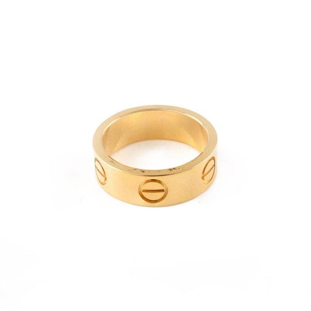 Fine Jewelry 14k Solid Yellow Gold Screw Engraved Love Band Ring Size 7 For Sale In New York - Image 6 of 8