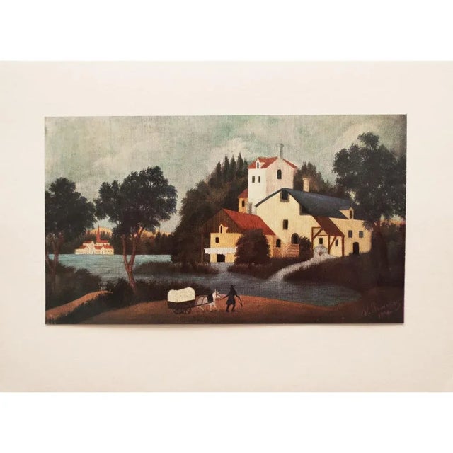 Army Green 1951 After Henri Rousseau, Original "Landscape With Water Mill" Parisian Photogravure For Sale - Image 8 of 8