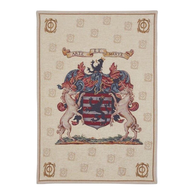 Arte Et Marte Coat of Arms Loom Woven Tapestry - 102 X 72 Cm (3'4" X 2'4") - Requires Rod Size 2 For Sale