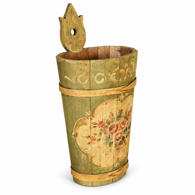 19th Century Antique Hand-Painted Wooden Container from Hotel Posta, 1880 For Sale - Image 5 of 10