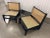Wood Pair of Mid Century Modern Blue Caned Z Chairs in the Style of Pierre Jeanneret For Sale - Image 7 of 13