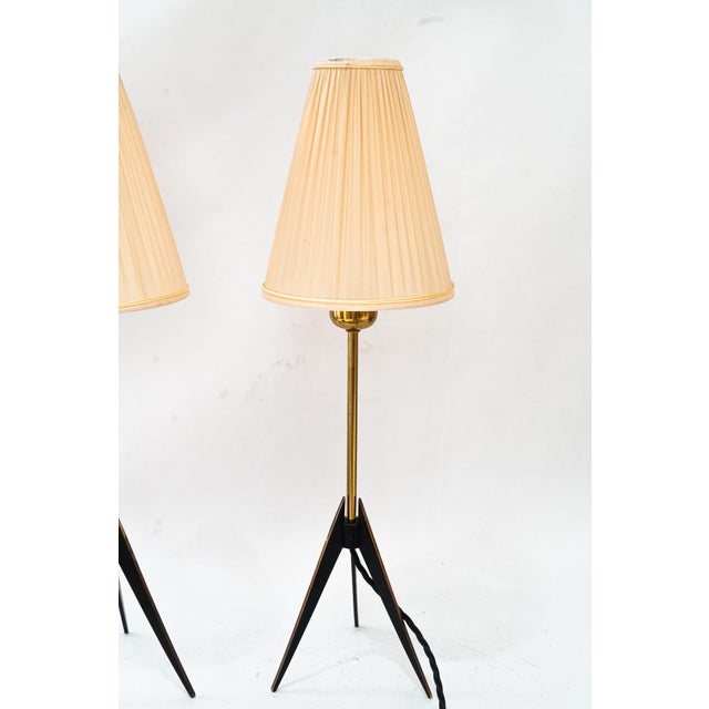 1950s Vintage Table Lamps with Fabric Shades from J.T. Kalmar, 1950s, Set of 2 For Sale - Image 5 of 18