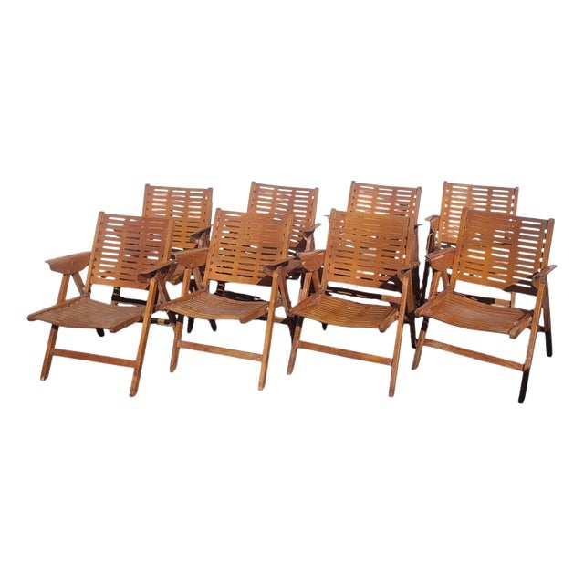 Rex Folding Lounge Chairs by Niko Kralj, 1950s, Set of 8 For Sale