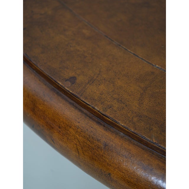 Round Leather Top Metal Base Coffee Table For Sale - Image 11 of 13