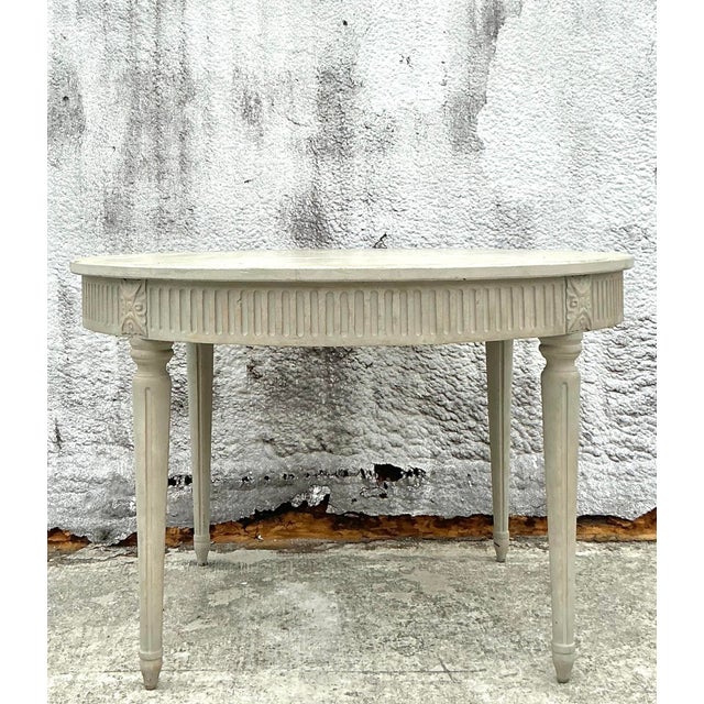 Vintage Zentique Martell Fluted Extendable Dining Table For Sale In West Palm - Image 6 of 12