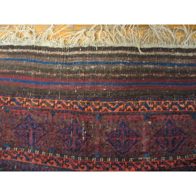 Late 19th Century 1890s Blue Navy Geometric Tribal Antique Persian Baluch Rug 6'2" X 10'2" Knotted Wool Carpet For Sale - Image 5 of 7