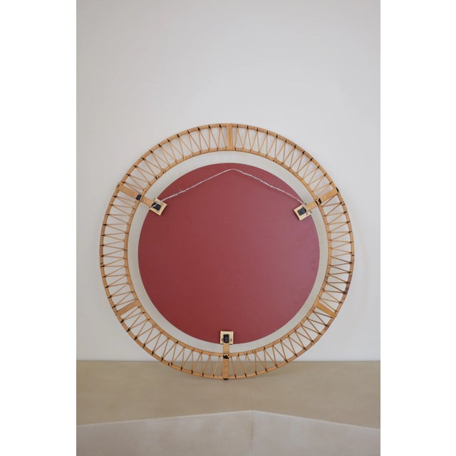 Wood 1950s Danish Mid-Century Rattan Mirror For Sale - Image 7 of 7