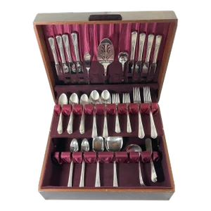 International Silver Co. 1940’s William Rogers Overlaid Flatware Desire Pattern Service for Eight- 72 Pieces