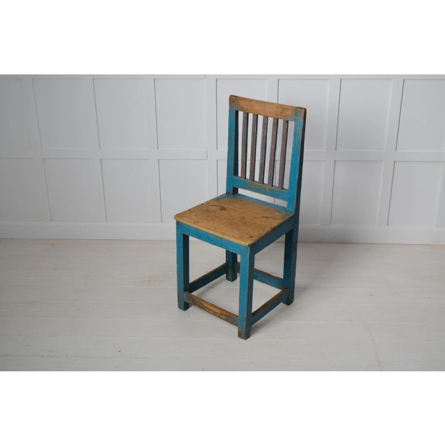 Antique Northern Swedish Blue Country Chair For Sale - Image 6 of 8